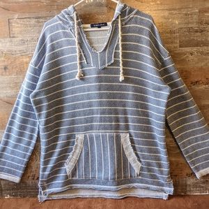 Ocean Drive Raw Edge Hooded Sweatshirt Drop Shoulder